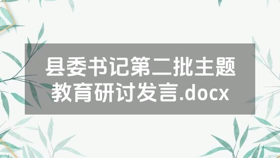 县委书记第二批主题教育研讨发言.docx