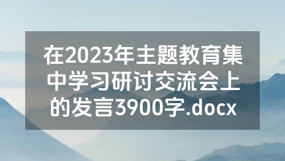 在2023年主题教育集中学习研讨交流会上的发言3900字.docx