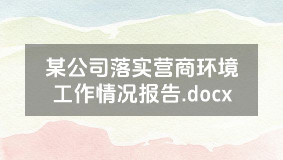 某公司落实营商环境工作情况报告.docx