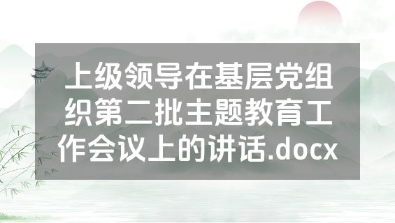上级领导在基层党组织第二批主题教育工作会议上的讲话.docx
