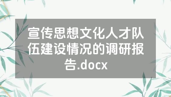 宣传思想文化人才队伍建设情况的调研报告.docx