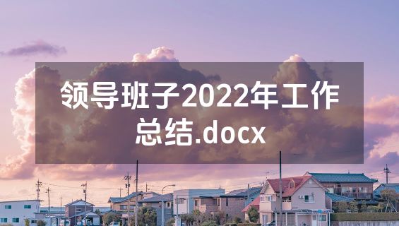 领导班子2022年工作总结.docx