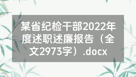 某省纪检干部2022年度述职述廉报告（全文2973字）.docx