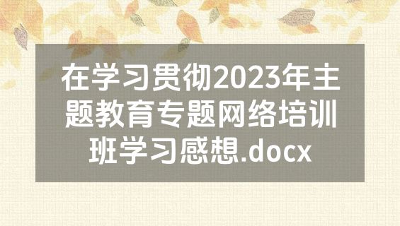 在学习贯彻2023年主题教育专题网络培训班学习感想.docx