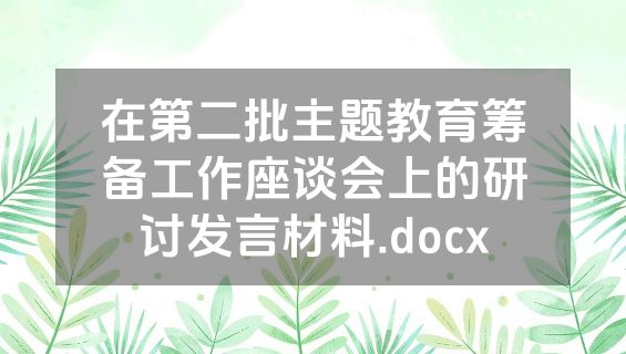 在第二批主题教育筹备工作座谈会上的研讨发言材料.docx