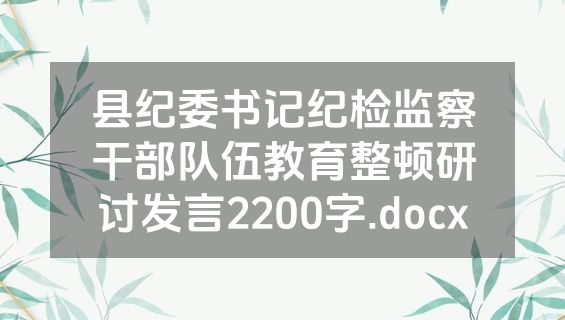 县纪委书记纪检监察干部队伍教育整顿研讨发言2200字.docx