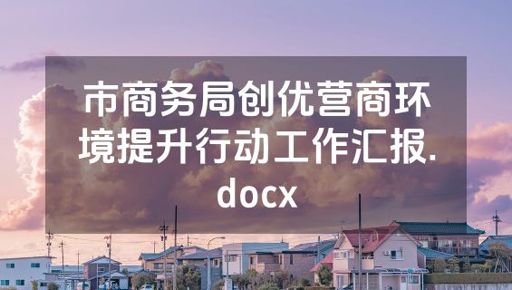 市商务局创优营商环境提升行动工作汇报.docx
