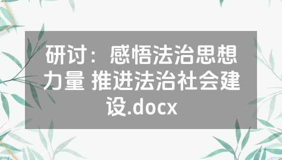 研讨：感悟法治思想力量 推进法治社会建设.docx