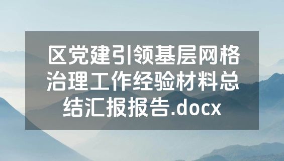 区党建引领基层网格治理工作经验材料总结汇报报告.docx
