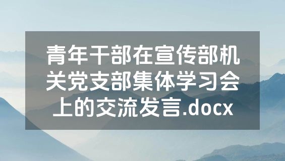 青年干部在宣传部机关党支部集体学习会上的交流发言.docx