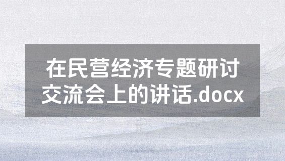 在民营经济专题研讨交流会上的讲话.docx