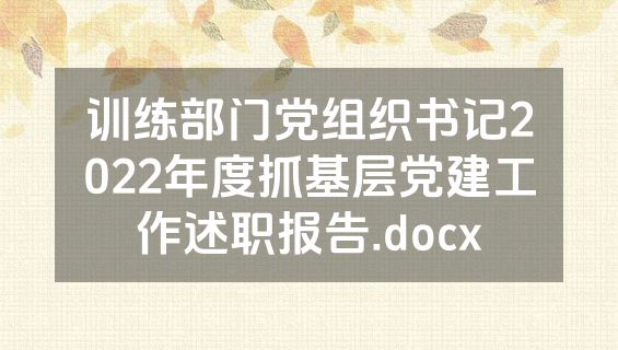 训练部门党组织书记2022年度抓基层党建工作述职报告.docx