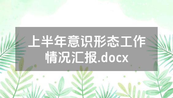 上半年意识形态工作情况汇报.docx
