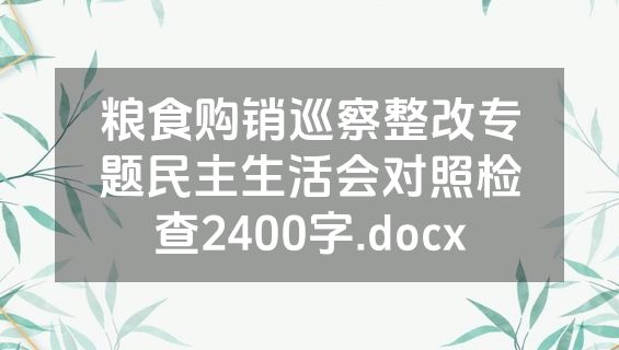 粮食购销巡察整改专题民主生活会对照检查2400字.docx