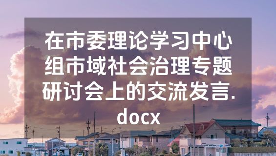 在市委理论学习中心组市域社会治理专题研讨会上的交流发言.docx