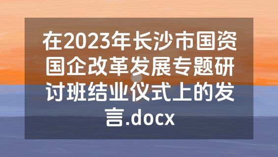 在2023年长沙市国资国企改革发展专题研讨班结业仪式上的发言.docx