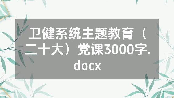 卫健系统主题教育（二十大）党课3000字.docx