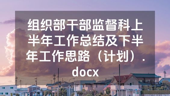 组织部干部监督科上半年工作总结及下半年工作思路（计划）.docx