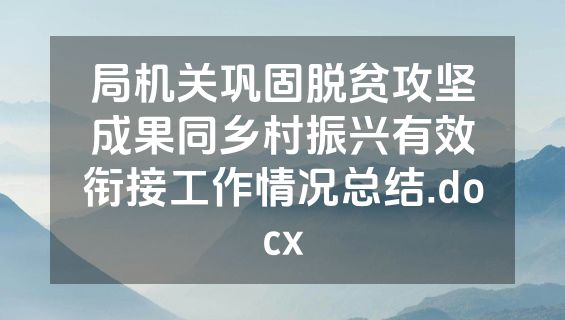 局机关巩固脱贫攻坚成果同乡村振兴有效衔接工作情况总结.docx