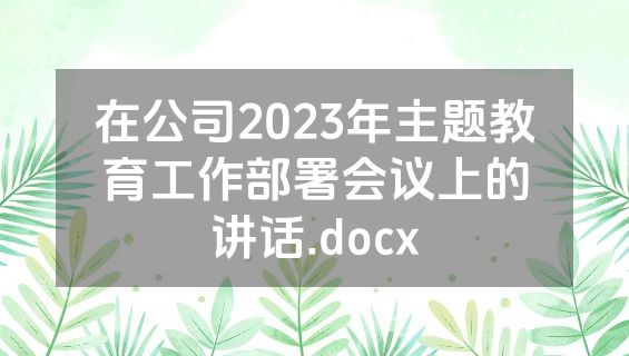 在公司2023年主题教育工作部署会议上的讲话.docx