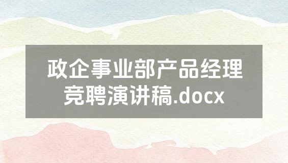 政企事业部产品经理竞聘演讲稿.docx