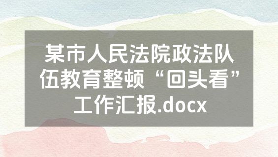 某市人民法院政法队伍教育整顿“回头看”工作汇报.docx