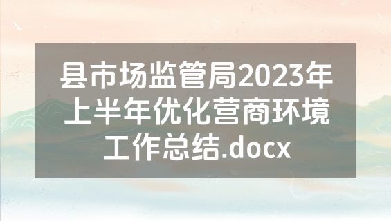 县市场监管局2023年上半年优化营商环境工作总结.docx