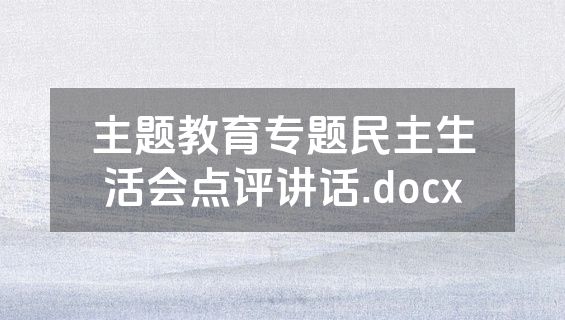 主题教育专题民主生活会点评讲话.docx