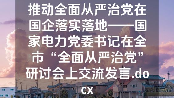 推动全面从严治党在国企落实落地——国家电力党委书记在全市“全面从严治党”研讨会上交流发言.docx