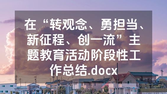 在“转观念、勇担当、新征程、创一流”主题教育活动阶段性工作总结.docx