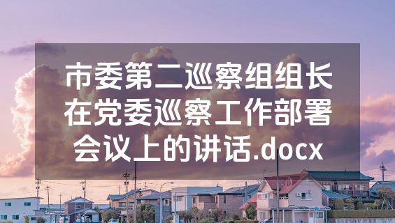 市委第二巡察组组长在党委巡察工作部署会议上的讲话.docx