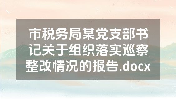 市税务局某党支部书记关于组织落实巡察整改情况的报告.docx