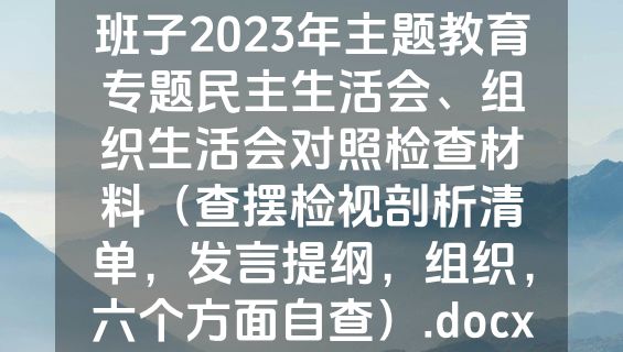 班子2023年主题教育专题民主生活会、组织生活会对照检查材料（查摆检视剖析清单，发言提纲，组织，六个方面自查）.docx
