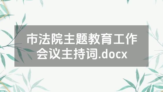 市法院主题教育工作会议主持词.docx