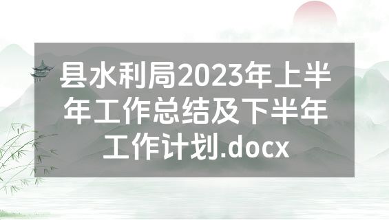 县水利局2023年上半年工作总结及下半年工作计划.docx