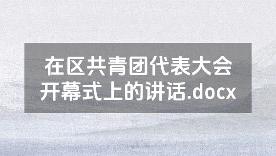 在区共青团代表大会开幕式上的讲话.docx