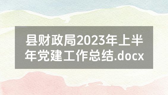 县财政局2023年上半年党建工作总结.docx
