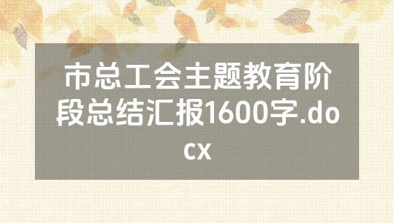 市总工会主题教育阶段总结汇报1600字.docx