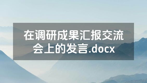 在调研成果汇报交流会上的发言.docx