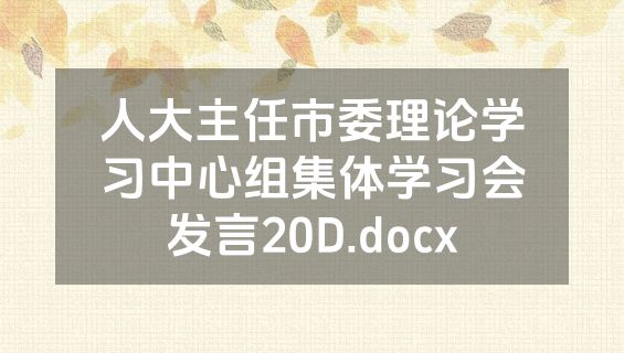 人大主任市委理论学习中心组集体学习会发言20D.docx