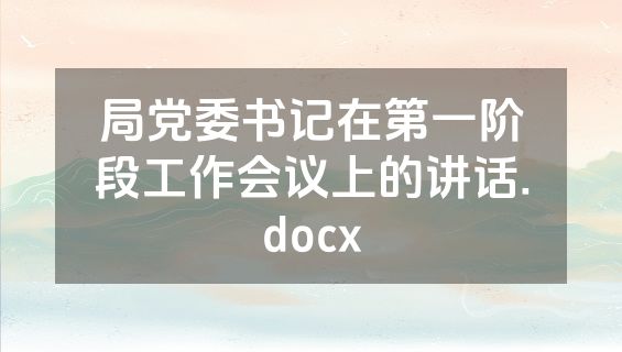 局党委书记在第一阶段工作会议上的讲话.docx