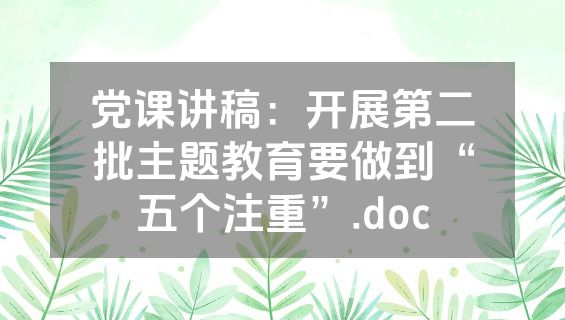 党课讲稿：开展第二批主题教育要做到“五个注重”.doc