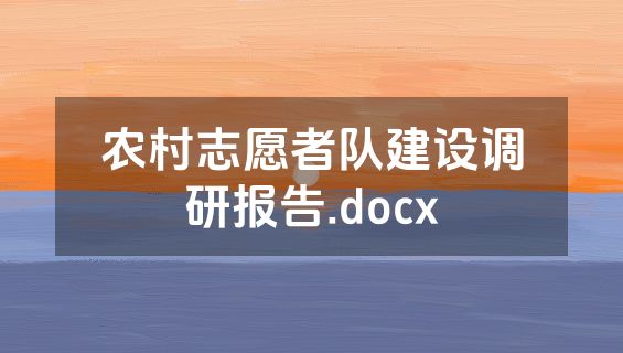 农村志愿者队建设调研报告.docx