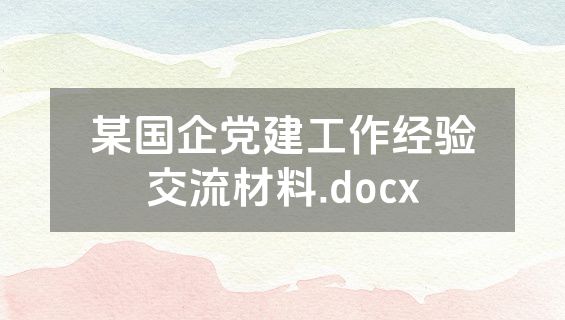 某国企党建工作经验交流材料.docx