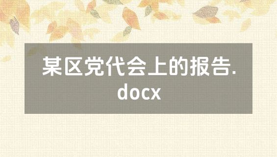 某区党代会上的报告.docx