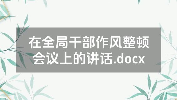 在全局干部作风整顿会议上的讲话.docx