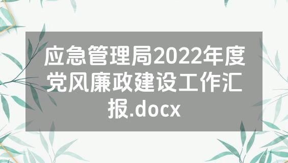 应急管理局2022年度党风廉政建设工作汇报.docx
