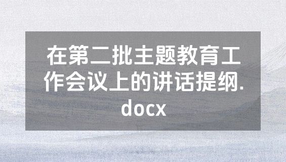 在第二批主题教育工作会议上的讲话提纲.docx