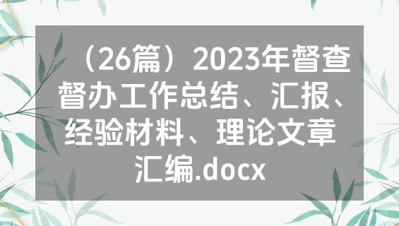 （26篇）2023年督查督办工作总结、汇报、经验材料、理论文章汇编.docx