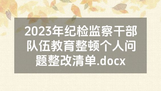 2023年纪检监察干部队伍教育整顿个人问题整改清单.docx
